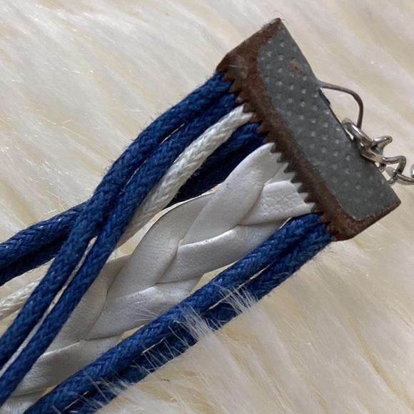 Vintage Silver Ship Rudder Anchor Infinity Bracelet Multilayer Braided Blue Whit - Picture 5 of 16